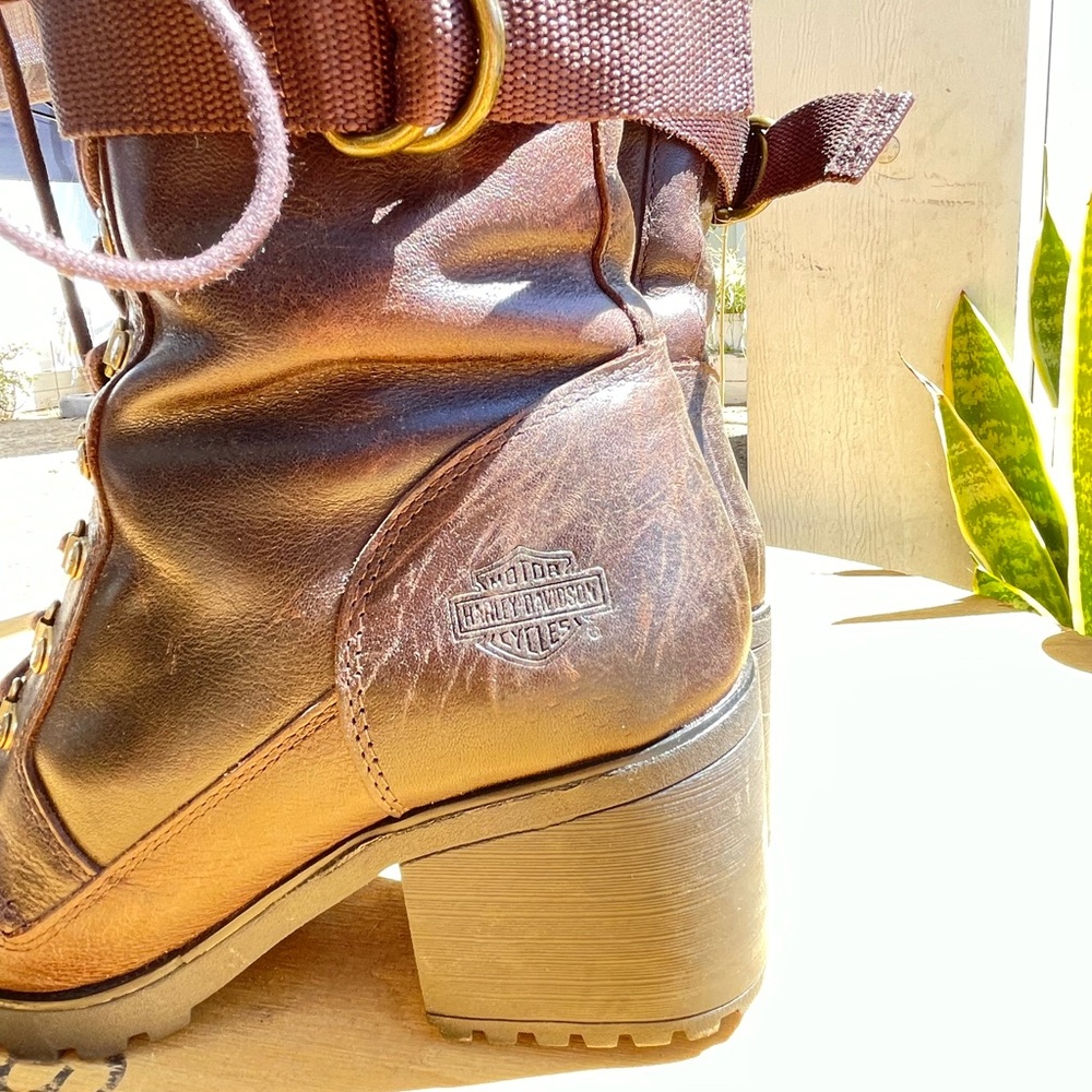 Harley-Davidson Brown Leather Combat Boots - Picture 6 of 7